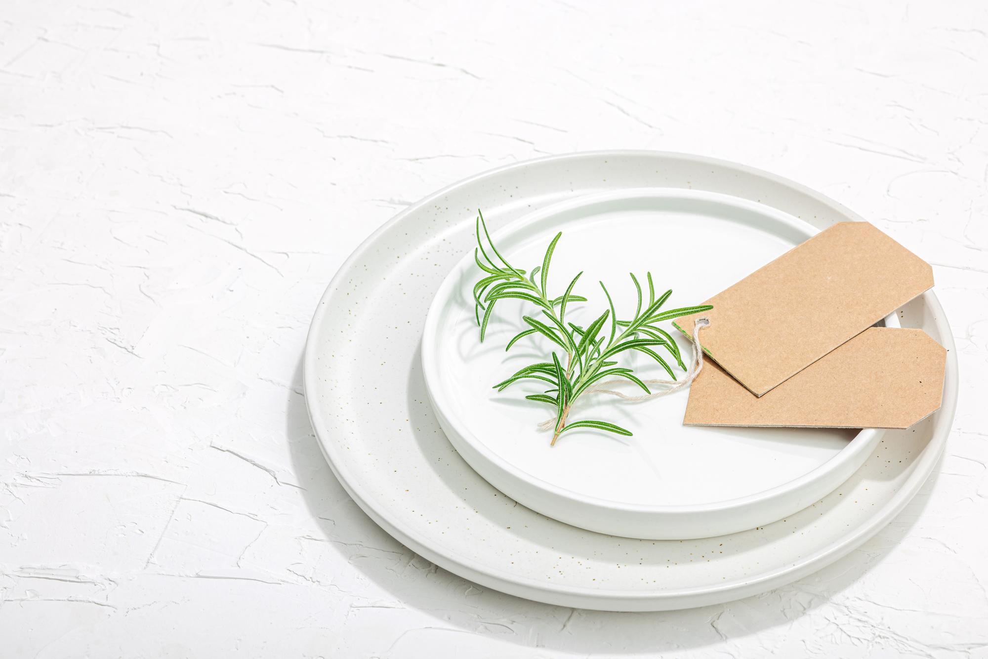Plated seasonal menu on wooden table